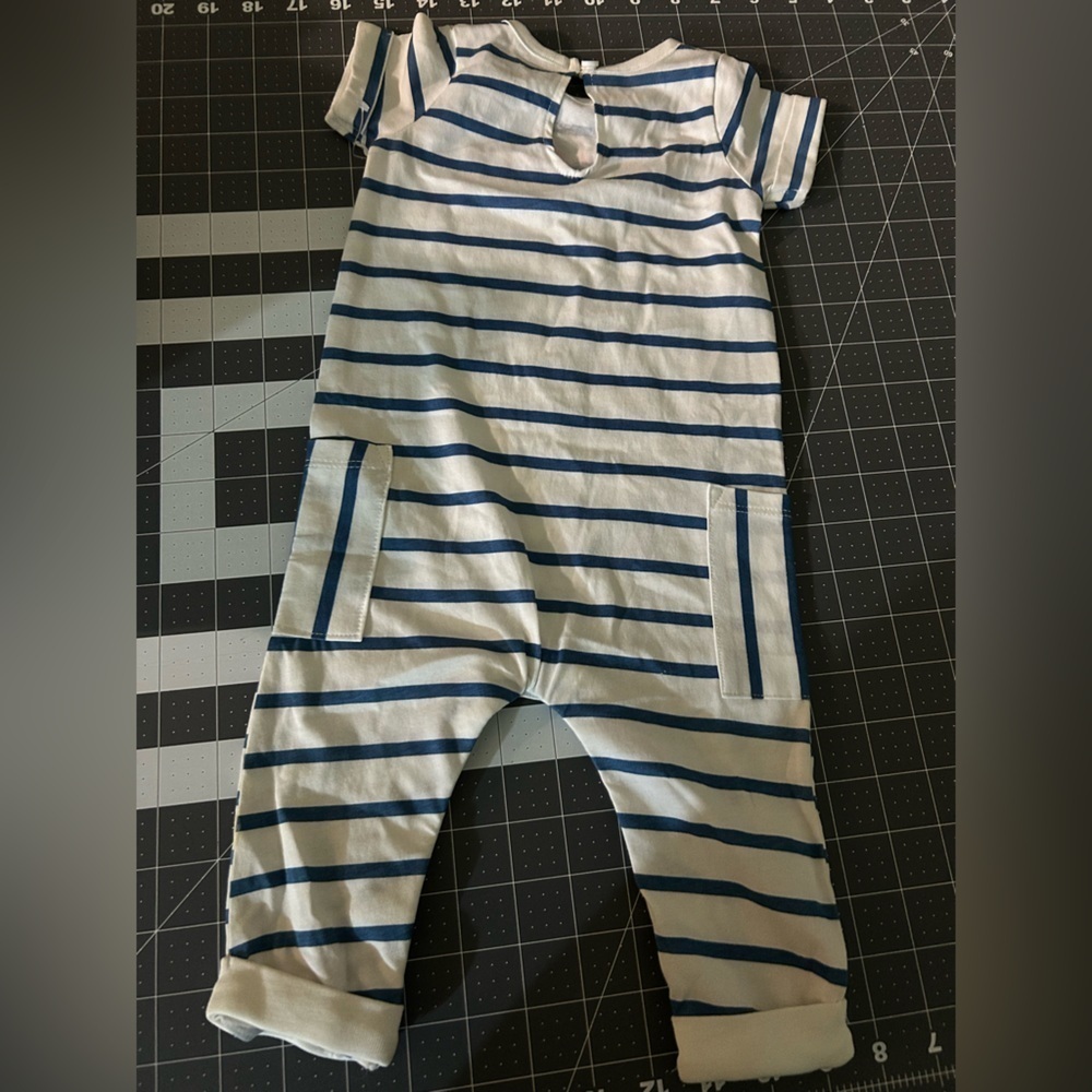 Okie Dokie Blue and White Striped Bodysuit